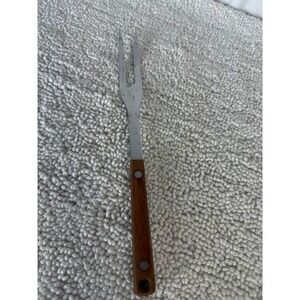 Vintage Stainless Steel Carving Fork Wood Handle Japan